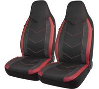 PIC AUTO High Back Front Car Seat Covers - Sports Carbon Fiber Mesh Design, Universal Fit, Airbag Compatible (Red)