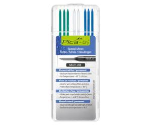 Pica 4040 Dry Refills For Automatic Pencil 3030 Set Of 8 3 Blue,2 White,3 Green