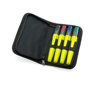 Pica Visor Board Marker Teacher Set I Set of 4 Marker Set in Compact Nylon Folder I Sustainable Ecological Gel Refill I Never Dries Out I Removable Without Residue I for Whiteboards, School Boards