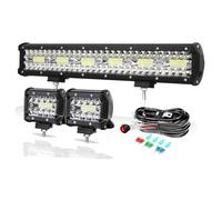 PICAA 18 Inch 360W LED Light Bar+2x 4in 60W Work Lights+Wiring Harness Kit