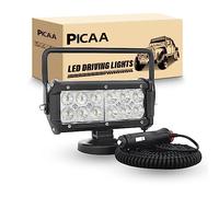 PICAA 1PCS 7 inch 36W Magnet Round Led Work Light Flood Beam Portable Magnetic Base Portable 12V 24V 6000K LED Driving Light Search Lights for Car Off road Truck 4x4 SUV ATV Tractors