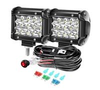 PICAA 2 Pieces 4 Inch 36W LED Work Light with Wiring Harness Kit, 12V 24V 6000K White Led Light Bar Waterproof Offroad 4x4 Truck SUV ATV Tractor Car Driving Fog Lamp
