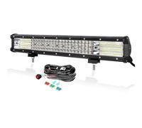 PICAA 20 Inch 510W Led Light Bar with 12V Wiring Harness Cable Kit, Quad Rows Flood Spot Combo Car Work Lights for Offroad 4x4 Truck SUV ATV, 6000K White Waterproof