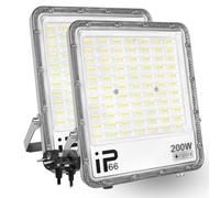 PICAA 200W LED Flood Light Outdoor,20000LM LED Work Light Cool White 6500K LED Security Light Waterproof IP65 Wall Light for Front Door, Warehouse, Parking Lot, Yard, Streets with Plug(2 Pack)
