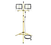PICAA 200W Twin Head Tripod Stand LED Work Light Portable for Job Sites | 10V 240V, Flexible Portable Outdoor Indoor worklight, for Workshop, Garage, Construction, Basement, IP65, 6000K