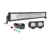 PICAA 22 Inch 270W LED Light Bar 4x4+2X 4 36W Work Lights+Wiring Harness Kit, Triple Rows Spot Flood Combo Driving Lamp for Car Offroad Truck SUV ATV Tractor 12V 24V