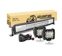PICAA 22inch 270W LED Light Bar 7D Tri-Row Curved, with 4Inch 60W LED Pods