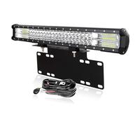 PICAA 23 inch 324W Car Led Light Bar with License Number Plate Mounting Bracket 12V Wiring Harness Cable Kit, Triple Rows 6000K Work Light Bar for 4x4 Offroad Truck Tractor Driving