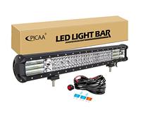 PICAA 23 Inch 570W Led Light Bar with 12V Wiring Harness Cable Kit, Quad Rows Flood Spot Combo Car Work Lights for Offroad 4x4 Truck SUV ATV, 6000K White Waterproof