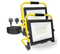 PICAA 2PCS 10000LM LED Work Light, LED Outdoor Flood Light, Job Site Lights, Plug in Folding Flood Light, Portable Stand Work Lights Floodlight for Car Repairing Home Workshop Garage, 6500K with Plug
