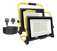 PICAA 2PCS 15000LM LED Work Light, LED Outdoor Flood Light, Job Site Lights, Plug in Folding Flood Light, Portable Stand Work Lights Floodlight for Car Repairing Home Workshop Garage, 6500K with Plug