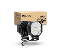 PICAA 2PCS 2.8 INCH 32W Mini LED Pods Work Light, Flood beam Off Road Driving Fog Lamps for Ford Truck Boat Pickup ATV UTV Forklift SUV Motorcycle 12V 24V Scooter Tractor RV Bike Motor, 6000K White
