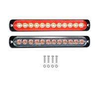 PICAA 2pcs 7.5 Inch Red 12 LED Strobe Warning Lights, Safety Emergency Flashing Light Hazard Beacon LED Light Bar Universal for Offroad 4x4 Car Truck 12V 24V