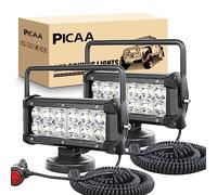 PICAA 2PCS 7 inch 36W Led Work Light Spot Beam Portable Magnetic Base | Cigarette Lighter Powered,12V 24V, 6000K, Led Driving Search Light, for Car Off road Truck 4x4 SUV ATV Tractors,with 5M Cable