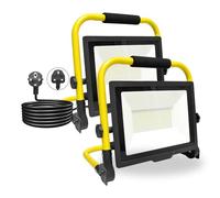 PICAA 2PCS 7500LM LED Work Light, LED Outdoor Flood Light, Job Site Lights, Plug in Folding Flood Light, Portable Stand Work Lights Floodlight for Car Repairing Home Workshop Garage, 6500K with Plug