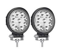 PICAA 2pcs Round 4 Inch 27W Flood Led Work Light 12V 24V, LED Light Bar 4x4 Driving Fog Lamp 6000K White Waterproof for Car Offroad Truck SUV ATV UTE Motorcycle