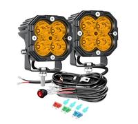 PICAA 2x Mini 3 Inch 30W Spot LED Work Lights, Yellow Fog Lamp with 12V Wiring Harness Kit, Car Driving Light Bar for Offroad, SUV, Truck, 4x4, Tractor, ATV, Motorcycle, Boat