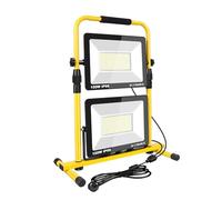 PICAA 300W LED Work Light, 30000LM Portable led floodlight, IP66 Waterproof Job Site Light with Metal Telescopic H Stand for Workshop, Garage, Construction, Basement, 6000K,with UK Plug & Switch