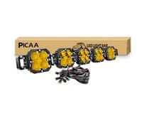 PICAA 33 inch 15000LM LED Light Bar with Wiring Kits,Spot Flood Combo Beam Off Road 4X4 Waterproof Driving Fog Lights for 12V 24V Vehicle 4WD Car UTV SUV Truck Tractor Trailer Yellow 3500K