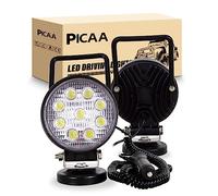 PICAA 4 inch 27W Round Magnet Led Work Light Flood Beam Portable 2PCS