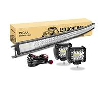 PICAA 50inch 648W LED Light Bar 7D Tri-Row Curved, with 4Inch 60W LED Pods