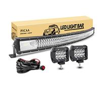 PICAA 52inch 675W LED Light Bar 7D Tri-Row Curved, with 4Inch 36W LED Pods