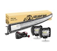 PICAA 52inch 675W LED Light Bar 7D Tri-Row Curved, with 4Inch 60W LED Pods