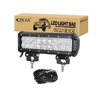 PICAA 54W 9 Inch Led Light Bar Flood Spot Combo Off Road Driving Car Lights With Wiring Harness Kit Waterproof 6000K for Truck Tractor Trailer SUV ATV and Heavy Equipment