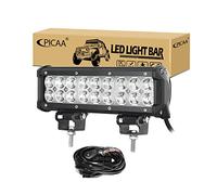 PICAA 54W 9 Inch Led Light Bar Spot Off Road Driving Car Lights With Wiring Harness Kit Waterproof 6000K for Truck Tractor Trailer SUV ATV and Heavy Equipment
