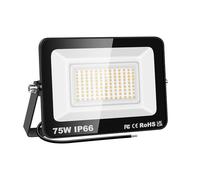 PICAA 75W LED Floodlight Outdoor, 3000K Warm White LED Work Light, 7500LM Flood Light, Security Lighting for Front Door Garden Backyard Garage