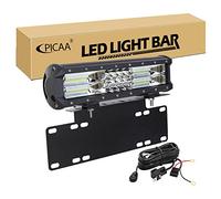 PICAA Car LED Light Bar 12 Inch 180W with License Plate Mounting Bracket | with 10ft Wiring Harness Kit, 6000K White, Waterproof, Offroad 4x4 Truck Work Lights 12V 24V