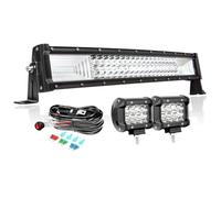 PICAA Curved 22 Inch 270W LED Light Bar 4x4+2pcs 4" 36W Work Lights+Wiring Harness Kit, Triple Rows Car Offroad Truck Driving Fog Lamp 12V 24V Waterproof
