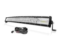 PICAA Curved 32 inch 405W Car Led Light Bar with 12V Wiring Harness Cable Kit, Tri Row Offroad Light Bar Driving Fog Lamp Work Lights for 4x4 Truck SUV ATV, Flood Spot Combo Beam 6000K White