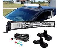 PICAA Curved 32 Inch 405W Offroad LED Light Bar with Magnetic Mount Bracket | Flood Spot Combo Beam, 6000K White, with 10FT Wiring Harness Kit, 4X4 Light Bar, Car Driving Fog Lamp