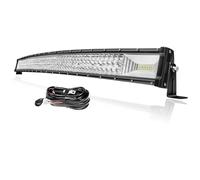 PICAA Curved 42 inch 540W Car Led Light Bar with 12V Wiring Harness Cable Kit, Tri Row Offroad Light Bar Driving Fog Lamp Work Lights for 4x4 Truck SUV ATV, Flood Spot Combo Beam 6000K White