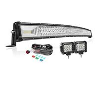 PICAA Curved 42 Inch 540W LED Light Bar 4x4+2pcs 4" 36W Work Lights+Wiring Harness Kit, Triple Rows Car Offroad Truck Driving Fog Lamp 12V 24V Waterproof
