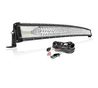 PICAA Curved 42 Inch 540W LED Light Bar with 12V Strobe Wiring Harness Kit, Triple Rows 6000K White Work Light Bars for 4x4 Offroad Truck SUV ATV Tractor Car Driving