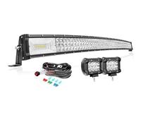 PICAA Curved 52 Inch 675W LED Light Bar 4x4+2pcs 4" 36W Work Lights+Wiring Harness Kit, Triple Rows Car Offroad Truck Driving Fog Lamp 12V 24V Waterproof