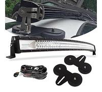 PICAA Curved 52 Inch 675W LED Light Bar 4X4+Magnetic Mounting Brackets+Wiring Harness Kit, 12V 24V 6000K White Led Work Lights for Offroad Truck SUV ATV 4WD Car Driving