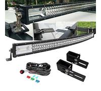 PICAA Curved 52 Inch 675W LED Light Bar 4X4+Roof Luggage Rack Mounting Brackets+Wiring Harness Kit, Triple Rows Car Led Work Lights 6000K White 12V 24V for Offroad Truck SUV ATV