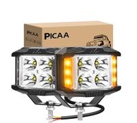PICAA Dual Color Strobe LED Work Light, 2PCS 4 Inch 35W Cube Work Lights