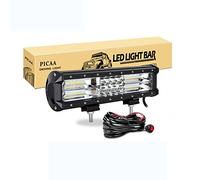 PICAA LED Light Bar 12Inch 180W 7D Tri-Row Led Work Light Bar Spot Flood Amber White Strobe 5 Modes Off-Road Truck Car ATV SUV Cabin Boat with Wiring Harness Kit for Boat Tractor Jeep Pickup