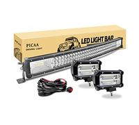 PICAA LED Light Bar,7D Curved Tri-Row 32inch 405W Spot Flood Combo Beam LED Work Lights Bar Lamp with 2X 5inch 72W LED Pods Driving Boat Lights for Car Truck Offroad Driving Lamp SUV UTE 4WD 12V