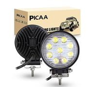 PICAA LED Pods 2PCS 4.2 Inch 27W 2700LM Round Flood Light Off Road Lights Fog Lights Driving Roof LED Light Bar Work Light for ATV UTV SUV Truck Boat 12V 24V