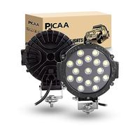 PICAA LED Work Light 2 x 7 Inch 51 W Black Floodlight LED Headlight Fog Light LED Headlight Offroad Bar 12 V 24 V for Off-Road Motorcycle 4WD SUV ATV UTV Truck