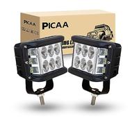 PICAA LED Work Light, 2PCS 4 Inch 35W LED Cube Work Lights Offroad Driving Spot Flood Fog Light Bar with Side Shooter for 12V 24V 4WD Truck 4x4 Camping Light,6000K White