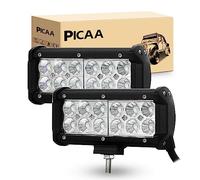 PICAA LED Work Light Bar, 2PCS Dual-Row 6.5inch 36W Flood Beam LED POD Work Lights Bar Lamp Light for Car Tuck Offroad Driving Lamp SUV UTE 4WD 12V 24V Waterproof Driving Work Lamp 6000K