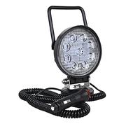 PICAA Portable Magnetic Base Round Led Work Light, 4 inch 27W Flood Beam, 6000K White 12V 24V Driving Fog Lamp Light Bars for Car Offroad 4x4 Truck SUV ATV UTE