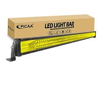 PICAA Straight 52 Inch 675W Yellow LED Light Bar 4x4, Triple Rows Led Work Lights Car Offroad Truck Driving Fog Lamp 12V 24V