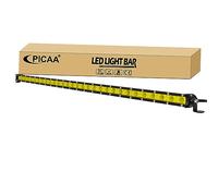 PICAA Ultra Slim 32 Inch 150W Yellow LED Light Bar 4x4, Single Row Flood Spot Combo Led Work Lights Car Offroad Truck Driving Fog Lamp 12V 24V